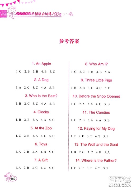 方洲新概念2020年小学生英语阅读能力训练100篇三年级参考答案 方洲新概念2020年小学生英语阅读能力训练100篇三年级参考答案