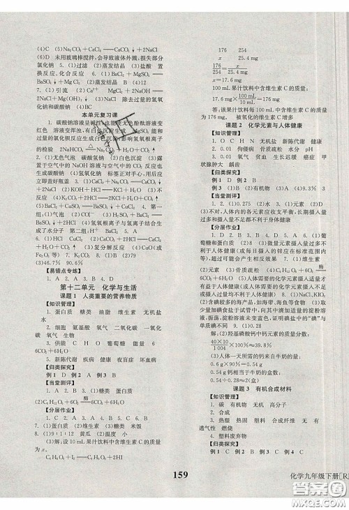 北京时代华文书局2020全效学习学业评价方案九年级化学下册人教版答案