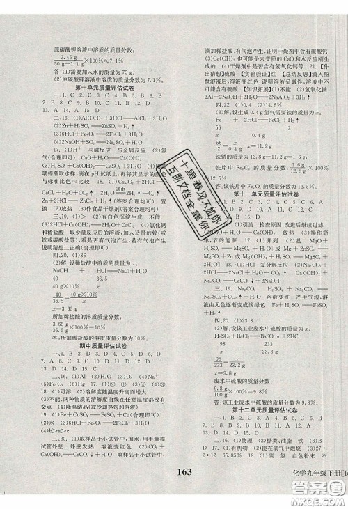 北京时代华文书局2020全效学习学业评价方案九年级化学下册人教版答案