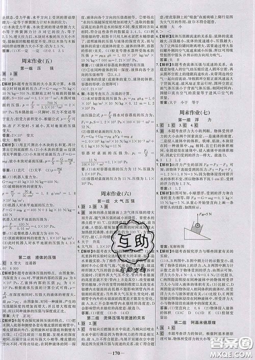 2020春世纪金榜百练百胜八年级物理下册人教版答案