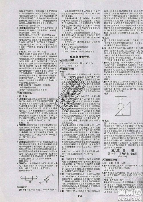 2020春世纪金榜百练百胜八年级物理下册沪科版答案 2020春世纪金榜百练百胜八年级物理下册沪科版答案