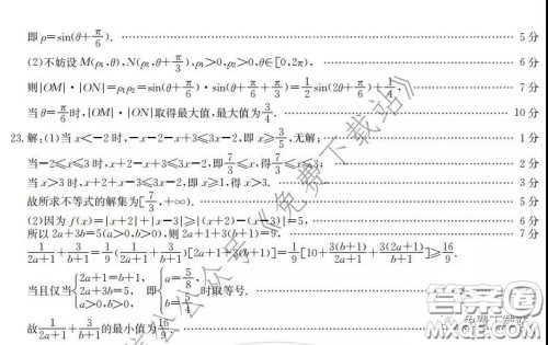 2020届金太阳2月线上联考文科数学试题及答案