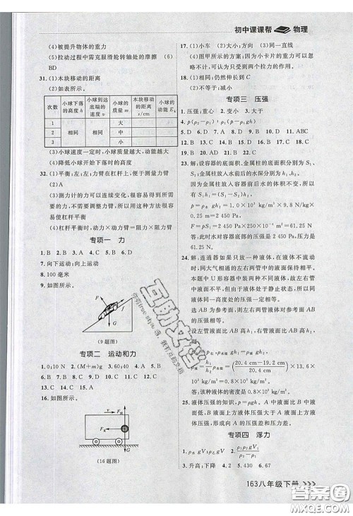 2020年学习之星课课帮大连市中学生同步作业八年级物理下册人教版答案