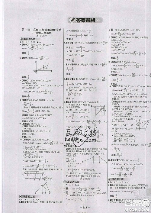 2020春世纪金榜百练百胜九年级数学下册北师版答案