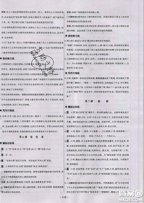 2020春世纪金榜百练百胜九年级语文下册人教版答案 2020春世纪金榜百练百胜九年级语文下册人教版答案