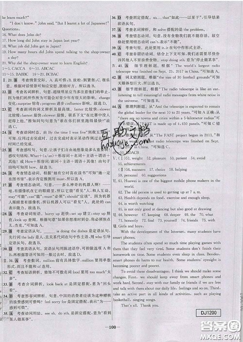 2020春世纪金榜百练百胜九年级英语下册人教版答案