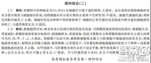 江淮名校2020年普通高等学校招生全国统一考试最新模拟卷二理科综合试题及答案 江淮名校2020年普通高等学校招生全国统一考试最新模拟卷二理科综合试题及答案