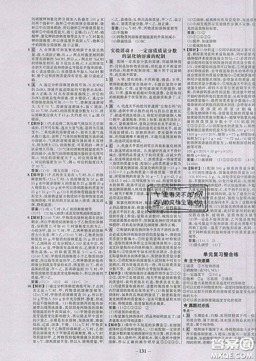 2020春世纪金榜百练百胜九年级化学下册人教版答案 2020春世纪金榜百练百胜九年级化学下册人教版答案