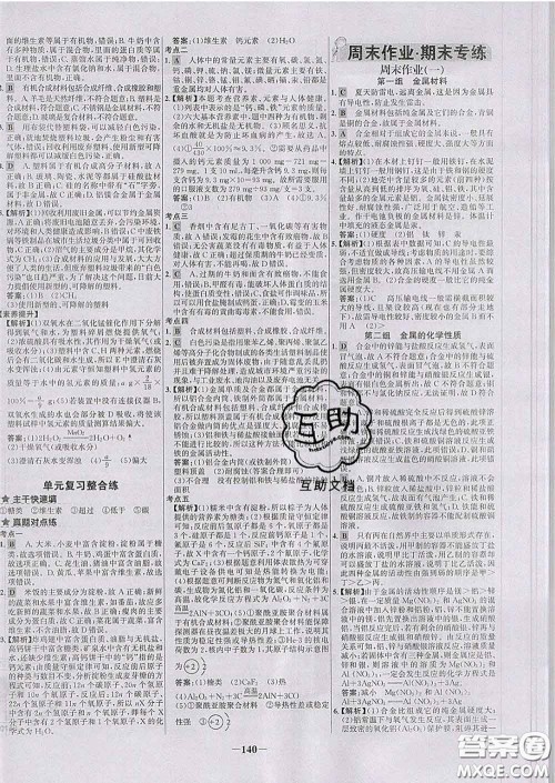 2020春世纪金榜百练百胜九年级化学下册人教版答案 2020春世纪金榜百练百胜九年级化学下册人教版答案