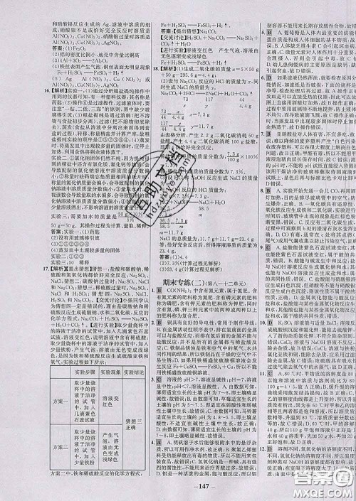 2020春世纪金榜百练百胜九年级化学下册人教版答案 2020春世纪金榜百练百胜九年级化学下册人教版答案