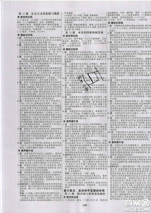 2020春世纪金榜百练百胜九年级历史下册部编版答案