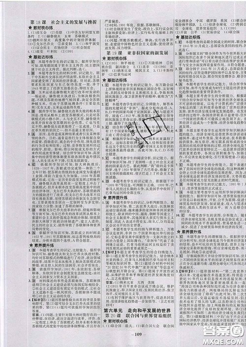 2020春世纪金榜百练百胜九年级历史下册部编版答案