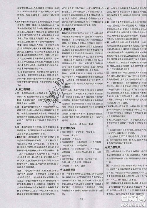 2020春世纪金榜百练百胜九年级道德与法治下册人教版答案