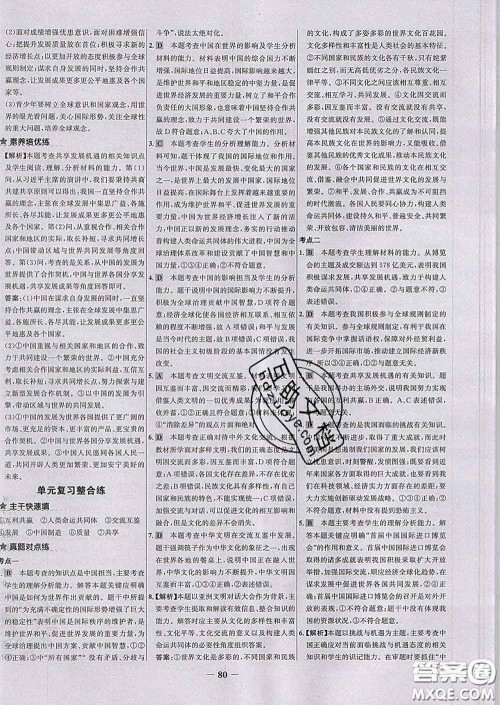 2020春世纪金榜百练百胜九年级道德与法治下册人教版答案