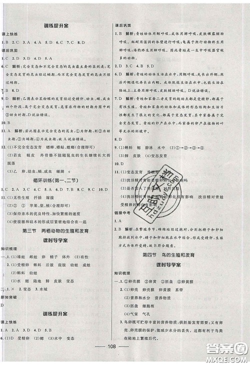赢在起跑线2020夺冠百分百新导学课时练八年级生物下册人教版答案