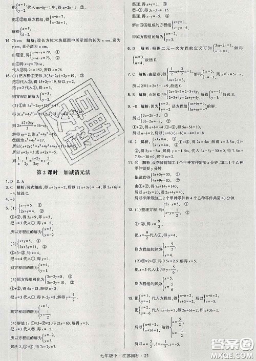 2020新版经纶学典学霸题中题七年级数学下册江苏版答案 2020新版经纶学典学霸题中题七年级数学下册江苏版答案