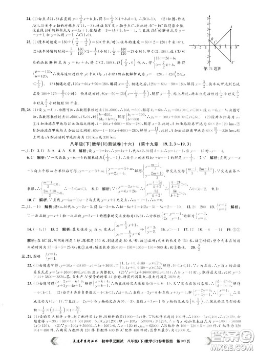 孟建平系列丛书2020年初中单元测试数学八年级下册R人教版参考答案 孟建平系列丛书2020年初中单元测试数学八年级下册R人教版参考答案
