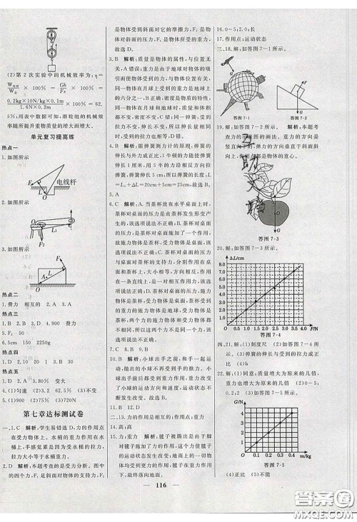 2020年名校学案高效课时练八年级物理下册人教版答案