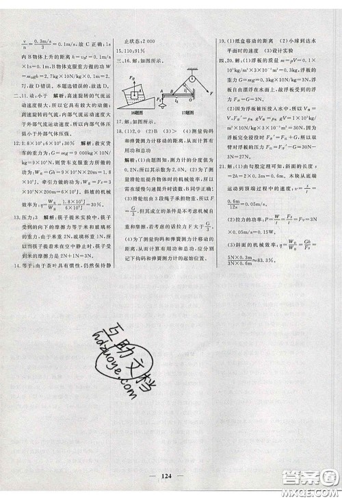 2020年名校学案高效课时练八年级物理下册人教版答案