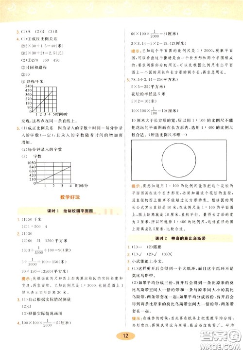 2020年黄冈同步练一日一练数学6年级下册BS北师版参考答案