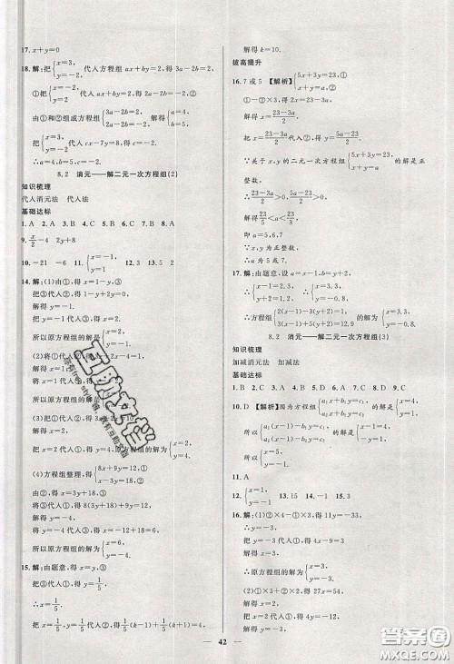 2020年春高分计划中考版创新作业七年级数学下册人教版答案