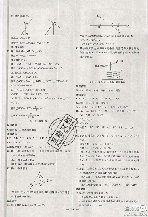 2020年春高分计划中考版创新作业七年级数学下册人教版答案