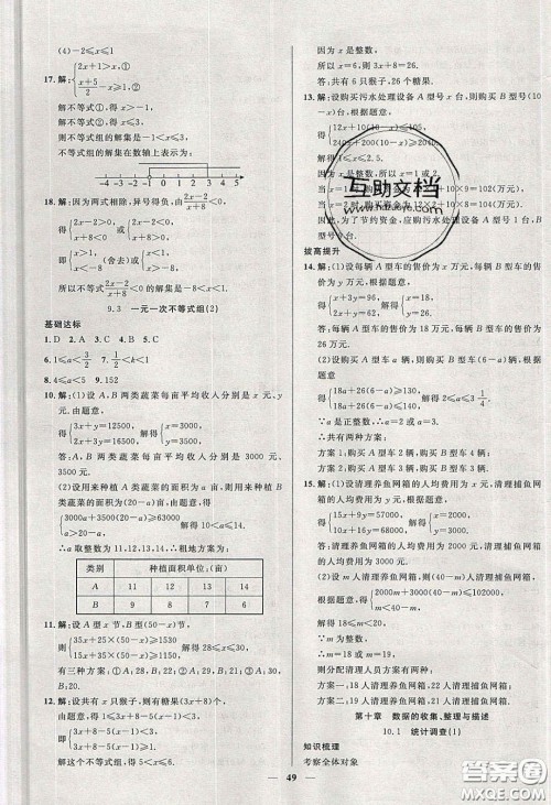 2020年春高分计划中考版创新作业七年级数学下册人教版答案