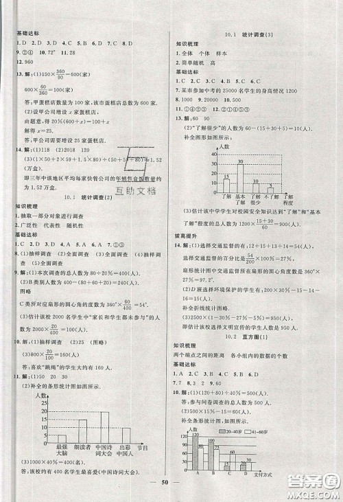 2020年春高分计划中考版创新作业七年级数学下册人教版答案