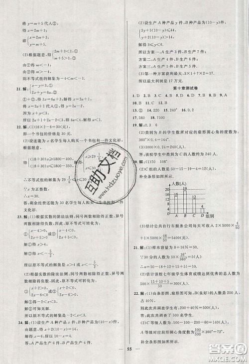 2020年春高分计划中考版创新作业七年级数学下册人教版答案