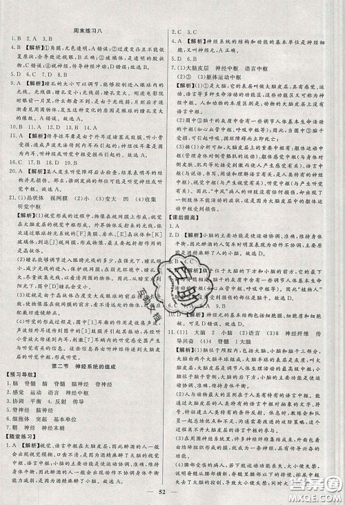 2020年春高分计划中考版创新作业七年级生物下册人教版答案