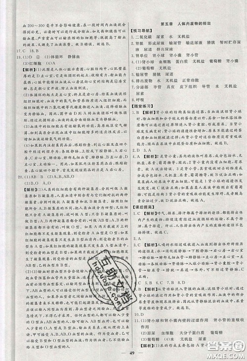 2020年春高分计划中考版创新作业七年级生物下册人教版答案