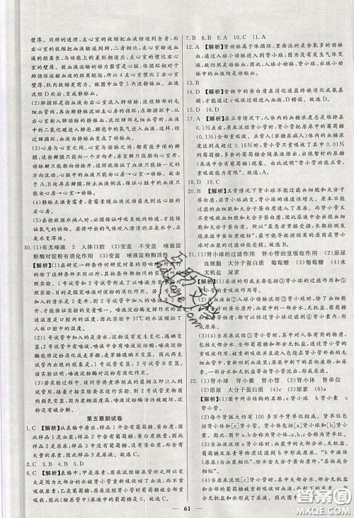 2020年春高分计划中考版创新作业七年级生物下册人教版答案