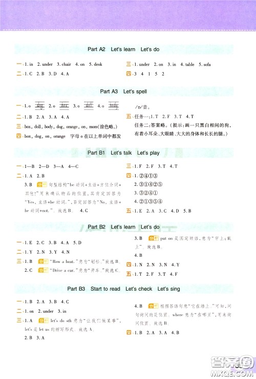 2020年黄冈同步练一日一练三年级起点英语3年级下册PEP人教版参考答案 2020年黄冈同步练一日一练三年级起点英语3年级下册PEP人教版参考答案