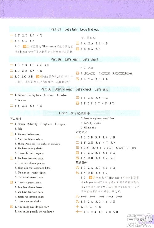 2020年黄冈同步练一日一练三年级起点英语3年级下册PEP人教版参考答案