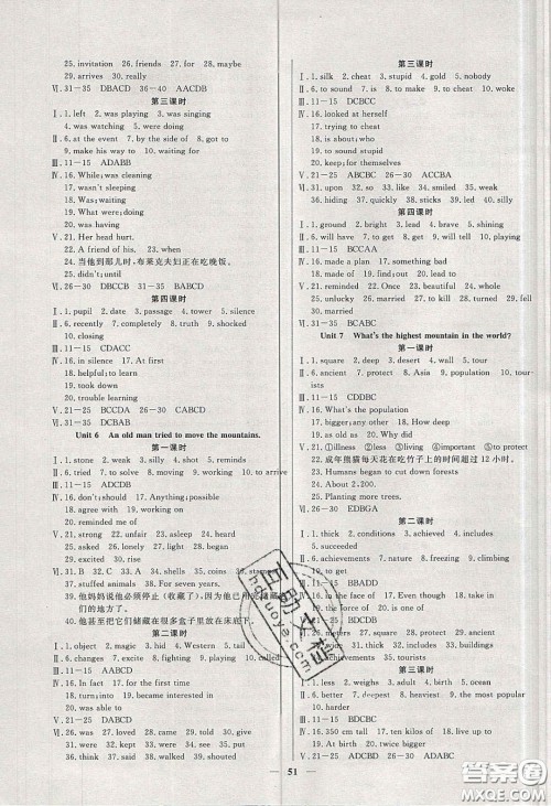 2020年春高分计划中考版创新作业八年级英语下册人教版答案