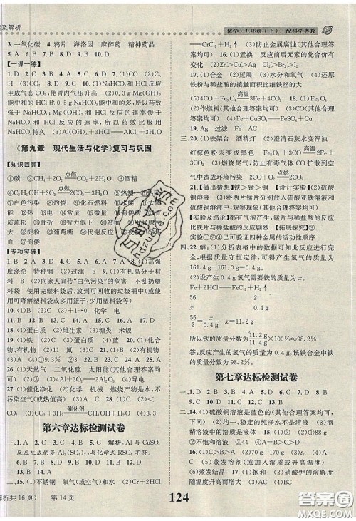 2020年课时达标练与测九年级化学下册科粤版答案