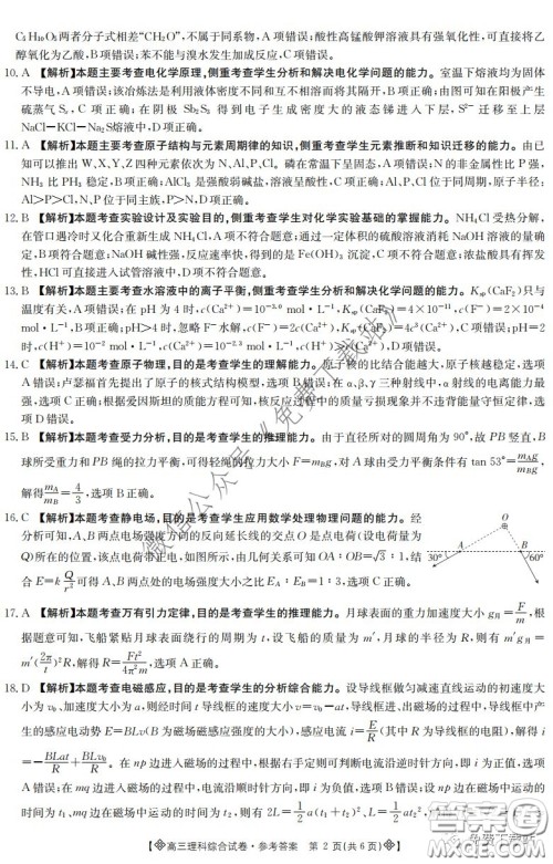 2020届金太阳高三全国百万联考6002C理科综合答案