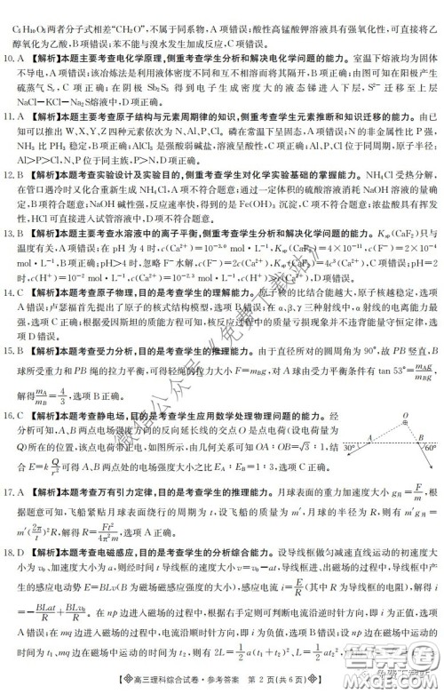 2020届金太阳高三全国百万联考6002C理科综合答案