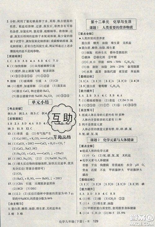 2020年高分突破课时达标讲练测九年级化学下册人教版答案