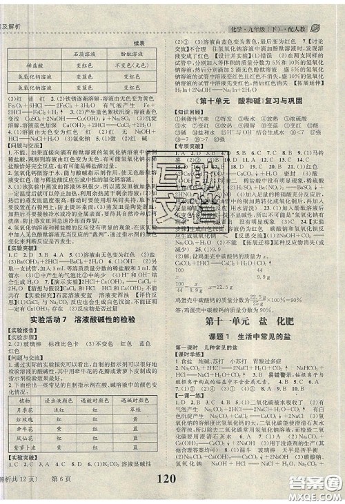 2020年课时达标练与测九年级化学下册人教版答案