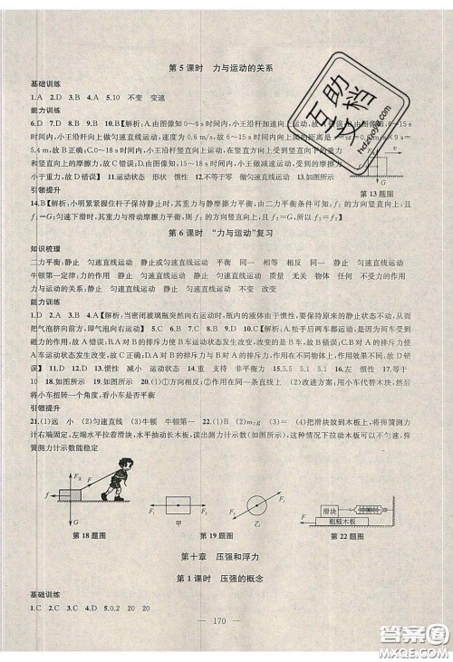 2020金钥匙1加1课时作业加目标检测八年级物理下册江苏版答案 2020金钥匙1加1课时作业加目标检测八年级物理下册江苏版答案