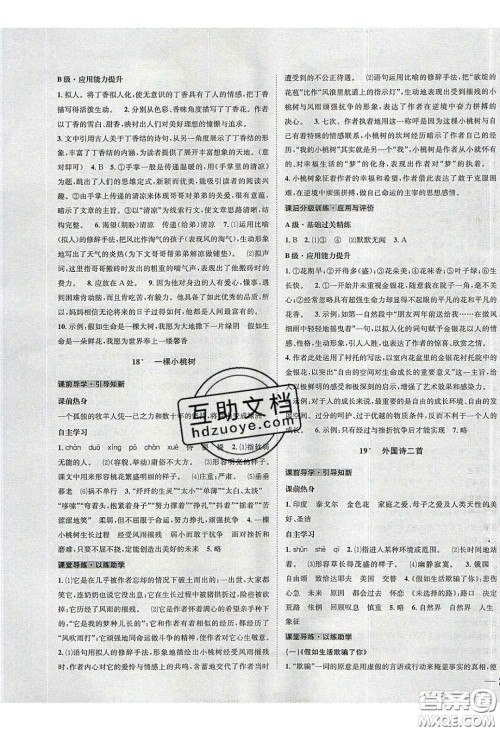 2020年名校秘题全程导练导学案七年级语文下册人教版答案 2020年名校秘题全程导练导学案七年级语文下册人教版答案