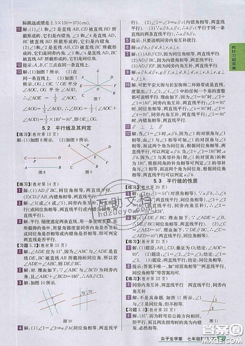 吉林人民出版社2020春尖子生学案七年级数学下册人教版答案