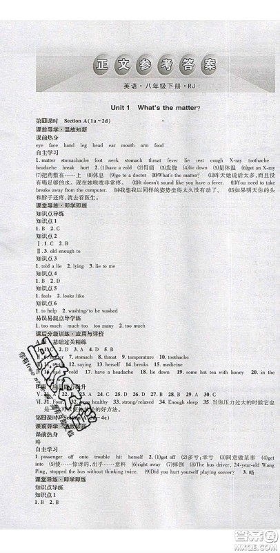 2020年名校秘题全程导练导学案八年级英语下册人教版答案 2020年名校秘题全程导练导学案八年级英语下册人教版答案