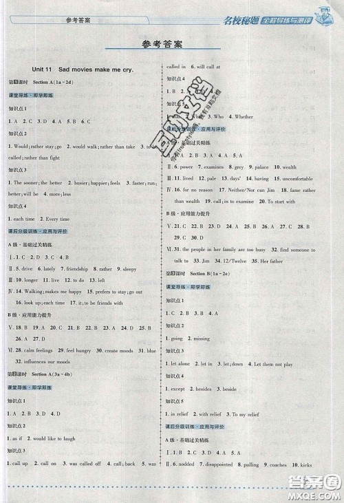 2020年名校秘题全程导练导学案九年级英语下册人教版答案