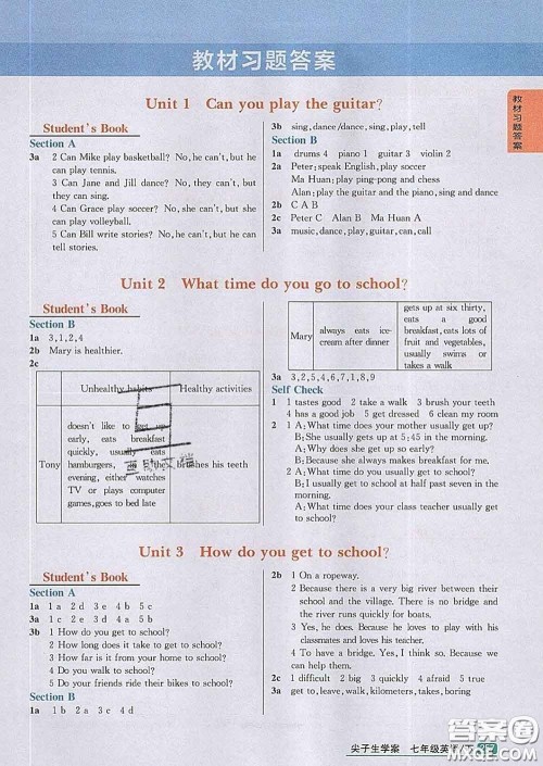 吉林人民出版社2020春尖子生学案七年级英语下册人教版答案