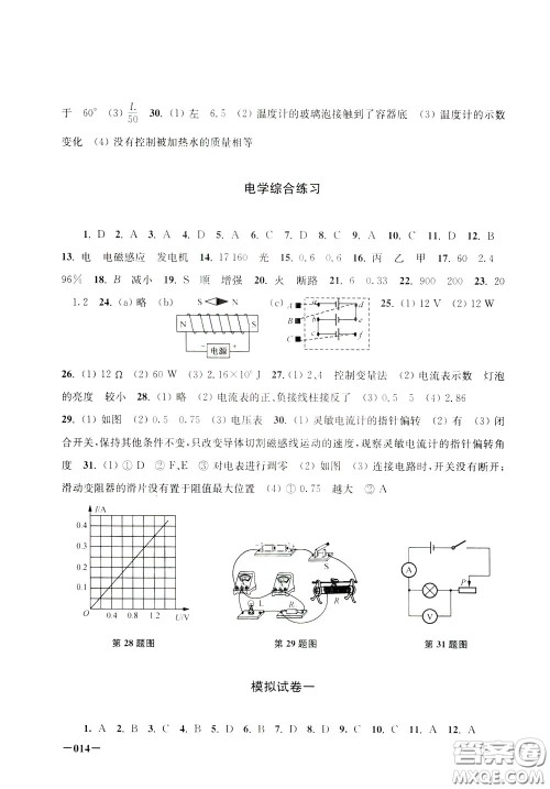 2020年课堂追踪九年级下册物理参考答案