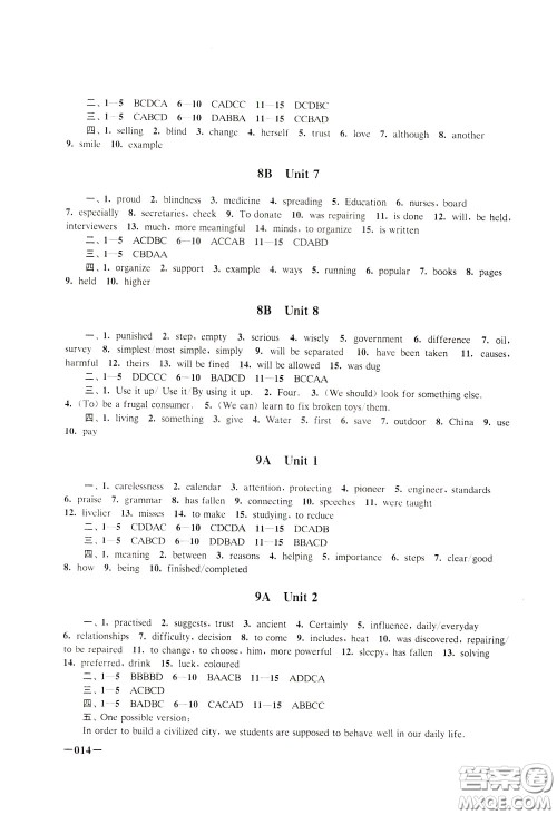 2020年课堂追踪九年级下册英语参考答案 2020年课堂追踪九年级下册英语参考答案