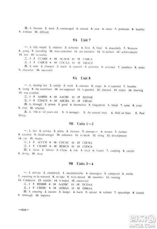 2020年课堂追踪九年级下册英语参考答案 2020年课堂追踪九年级下册英语参考答案