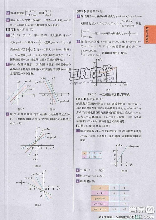 吉林人民出版社2020春尖子生学案八年级数学下册人教版答案